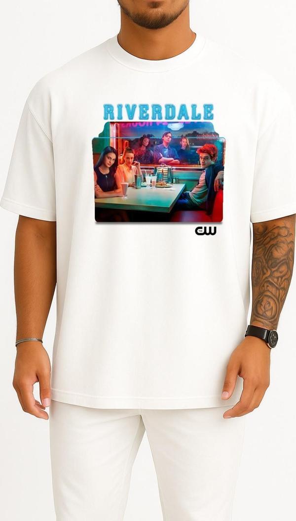 Oversize Riverdale Series And Season Folder İcons, Riverdale Göğüs Tasarımlı Unisex T-Shirt - Image 1