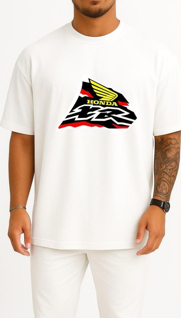 Oversize Honda Crf450r Honda Xr Series Honda Xr600 Honda Göğüs Tasarımlı Unisex T-Shirt - Image 1