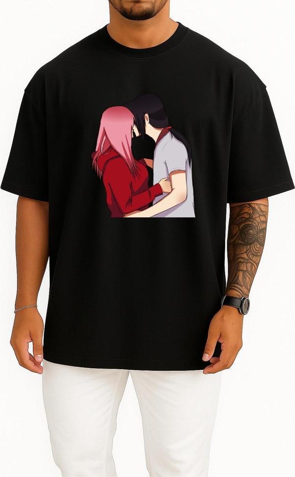 Oversize Sakura Haruno Itachi Uchiha Sasuke Uchiha Madara Uchiha Orochimaru Göğüs Tasarımlı Unisex T-Shirt - Image 1