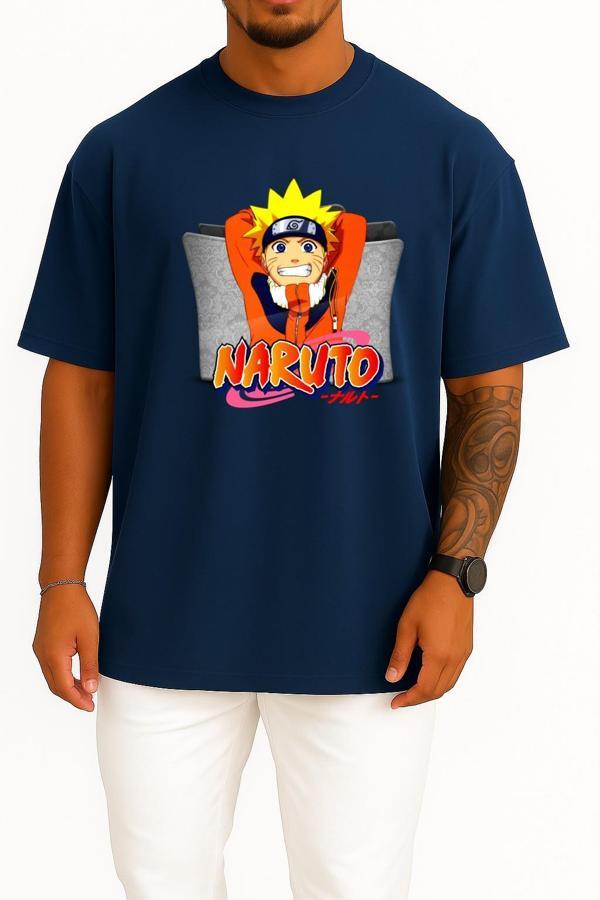 Oversize Naruto Folder Icon, Naruto Folder Icon Transparent Göğüs Tasarımlı Unisex T-Shirt - Image 1