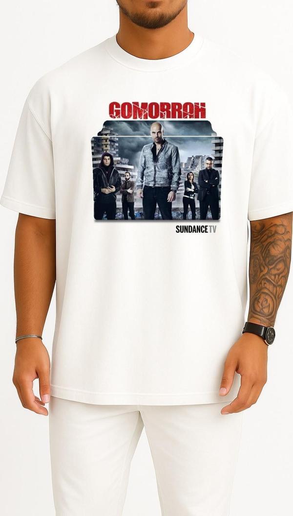 Oversize Gomorrah Series And Season Folder İcons, Gomorrah Göğüs Tasarımlı Unisex T-Shirt - Image 1