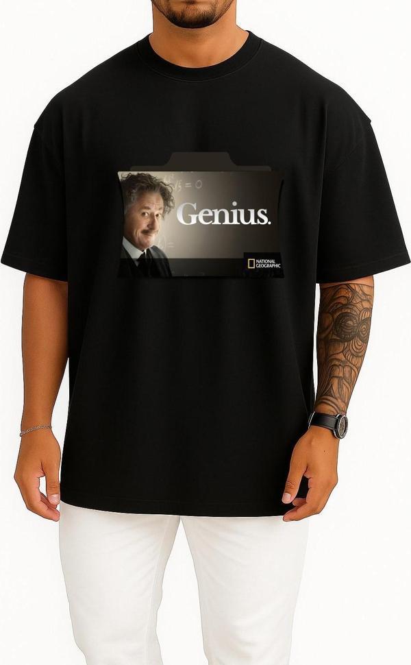 Oversize Genius Season 1 Tv Series Folder Icon, Genius Transparent Background Göğüs Tasarımlı Unisex T-Shirt - Image 1