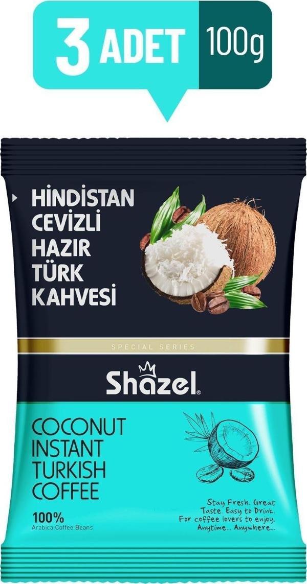 Shazel Hindistan Cevizli Hazır Türk Kahvesi 100 Gr. X 3 Adet - Image 1