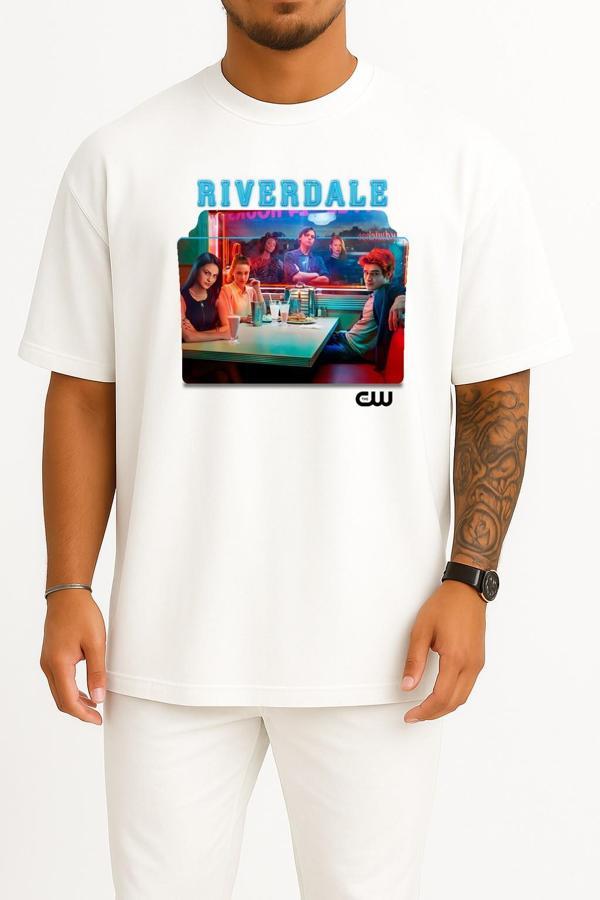 Oversize Riverdale Series And Season Folder İcons, Riverdale Göğüs Tasarımlı Unisex T-Shirt - Image 1