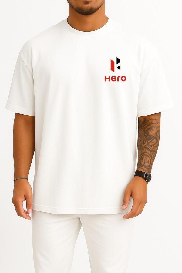 Oversize Hero Motocorp Cep Tasarımlı Unisex T-Shirt - Image 1
