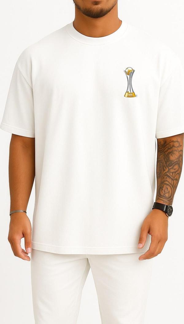 Oversize Dünya Kupası Logo Cep Tasarımlı Unisex T-Shirt - Image 1