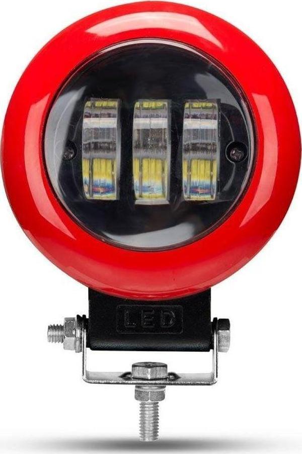 Yuvarlak Off Road Spot Sis Lambası 3 Led Kırmızı Çerçeveli - Image 1