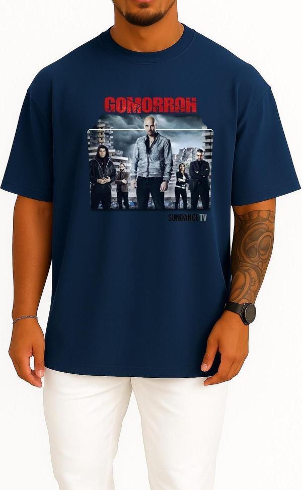 Oversize Gomorrah Series And Season Folder İcons, Gomorrah Göğüs Tasarımlı Unisex T-Shirt - Image 1