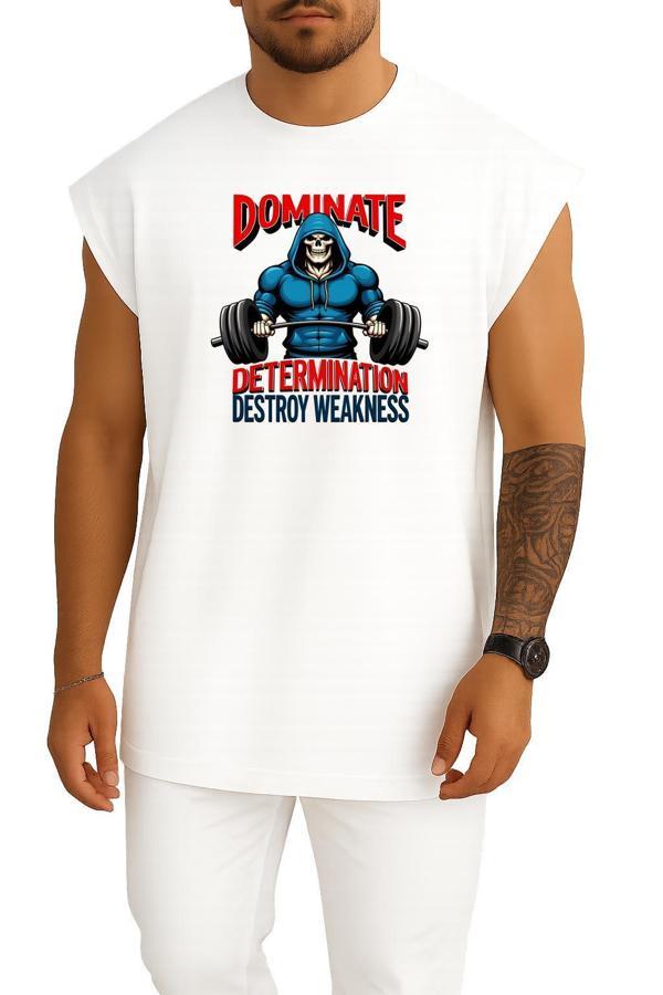 Oversize Skull Gym Motivation Göğüs Tasarımlı Atlet - Image 1