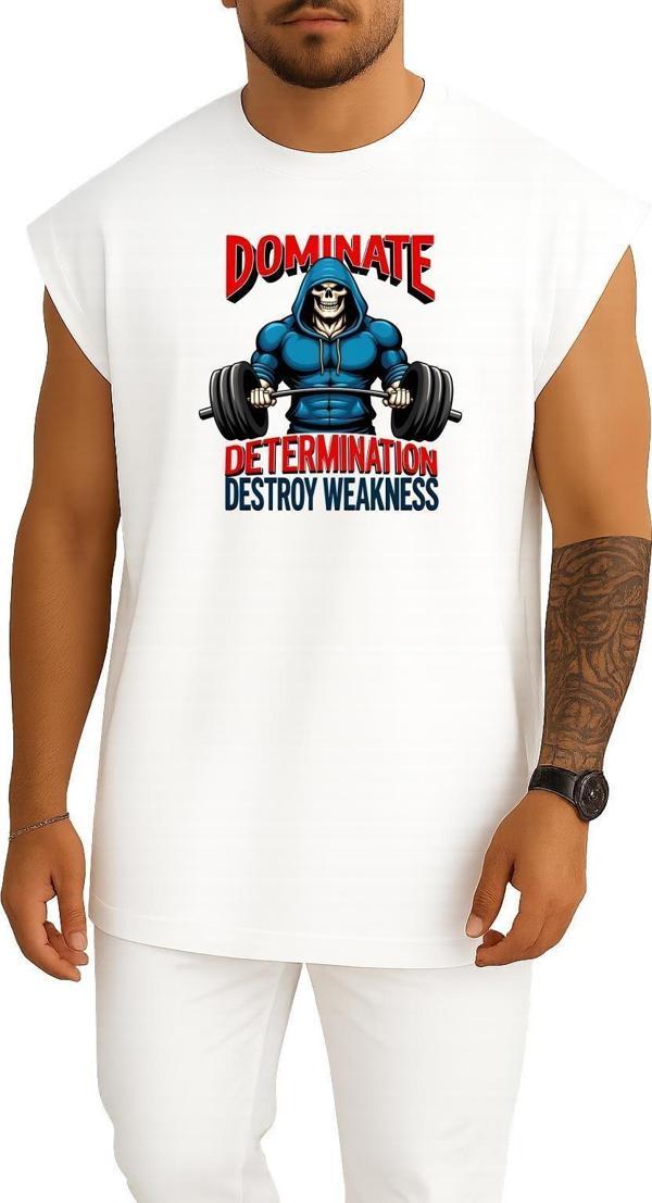 Oversize Skull Gym Motivation Göğüs Tasarımlı Atlet - Image 1