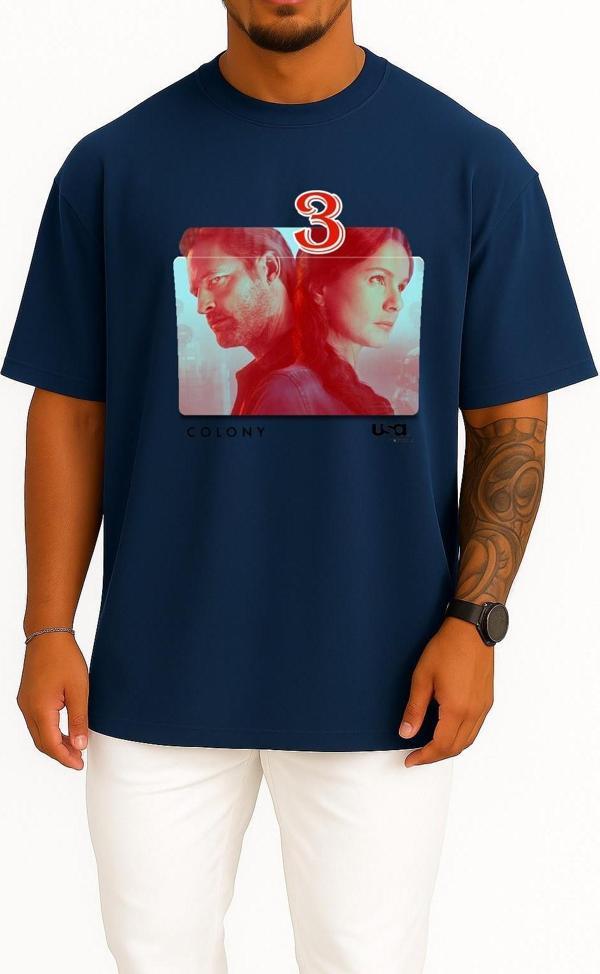 Oversize Colony Series And Season Folder İcons, Colony Göğüs Tasarımlı Unisex T-Shirt - Image 1