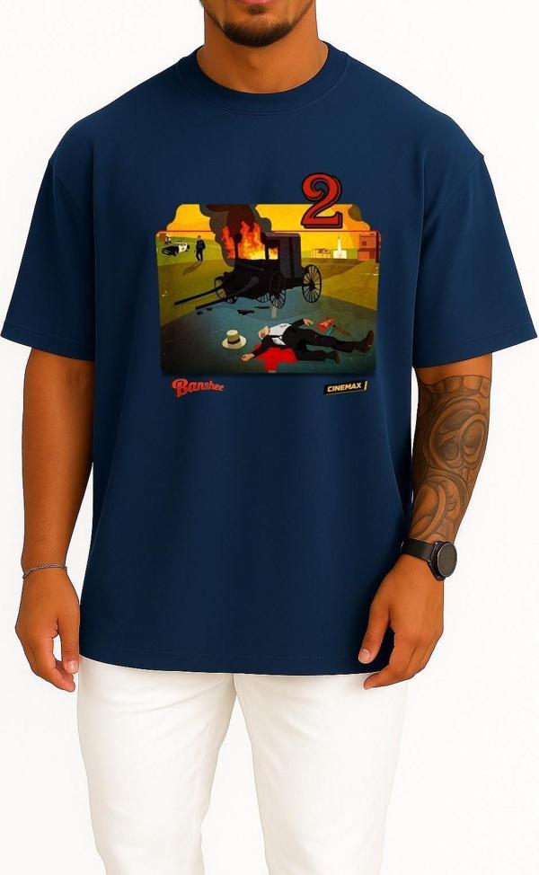 Oversize Banshee Series And Season Folder İcons, Banshee Göğüs Tasarımlı Unisex T-Shirt - Image 1