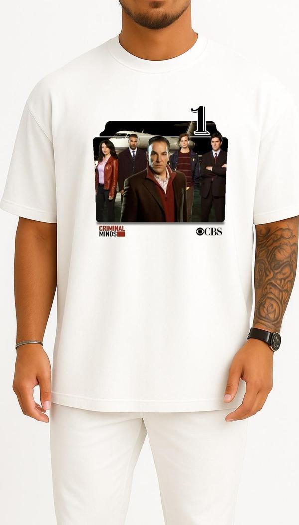 Oversize Criminal Minds Series And Season Folder İcons, Criminal Minds Göğüs Tasarımlı Unisex T-Shirt - Image 1
