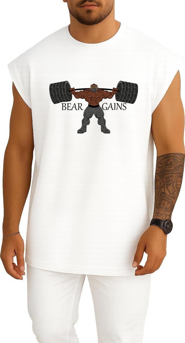 Oversize Bear Gains Göğüs Tasarımlı Atlet - Image 1