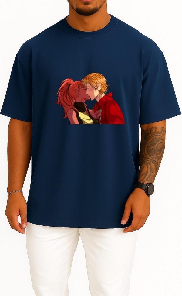 Oversize Mangaka Hair Coloring Red Hair Brown Hair Göğüs Tasarımlı Unisex T-Shirt - Image 1