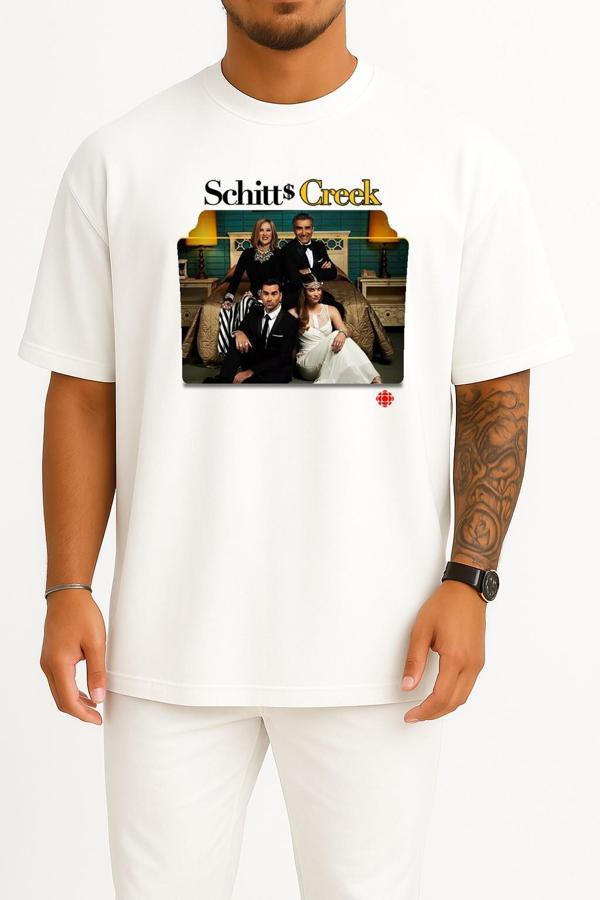 Oversize Schitt S Creek Series And Season Folder İcons, Schitt's Creek Göğüs Tasarımlı Unisex T-Shirt - Image 1