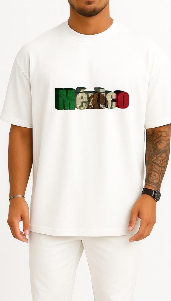 Oversize Mexico Meksika Göğüs Tasarımlı Unisex T-Shirt - Image 1