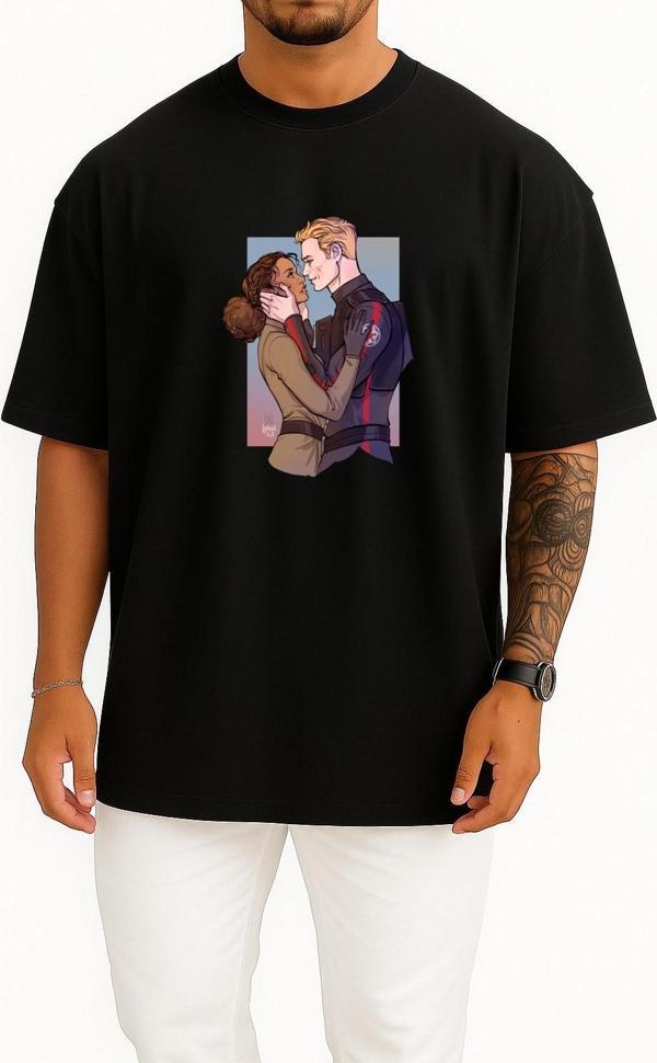 Oversize Star Wars Lost Stars Claudia Gray Göğüs Tasarımlı Unisex T-Shirt - Image 1