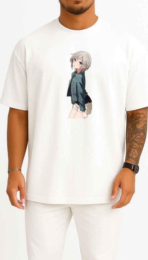 Oversize The Idolmaster Cinderella Girls Anime Manga Art Göğüs Tasarımlı Unisex T-Shirt - Image 1