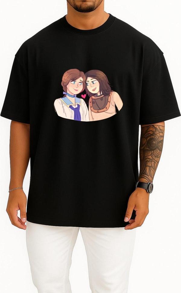 Oversize Bioshock 2 Bioshock Infinite Burial At Sea Göğüs Tasarımlı Unisex T-Shirt - Image 1