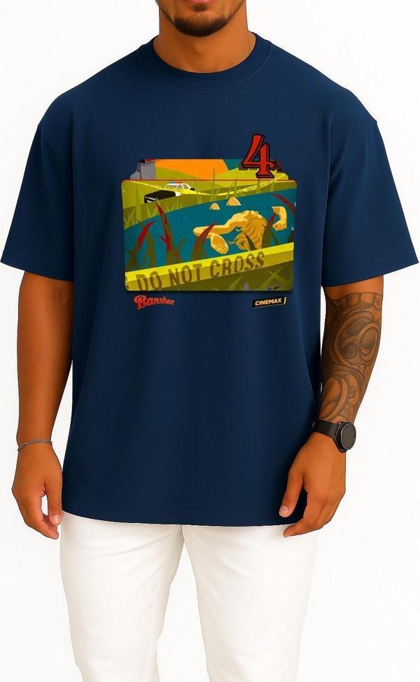 Oversize Banshee Series And Season Folder İcons, Banshee S04 Yabancı Göğüs Tasarımlı Unisex T-Shirt - Image 1