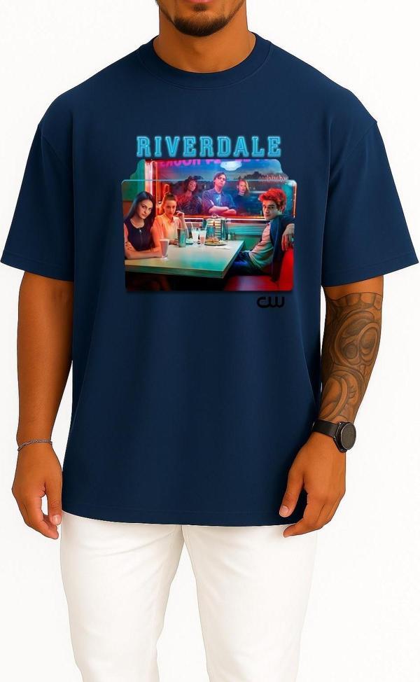 Oversize Riverdale Series And Season Folder İcons, Riverdale Göğüs Tasarımlı Unisex T-Shirt - Image 1