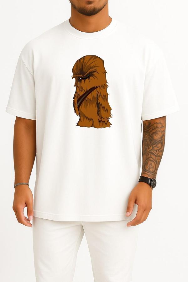 Oversize Chewbacca Anakin Skywalker Leia Organa Star Wars Göğüs Tasarımlı Unisex T-Shirt - Image 1