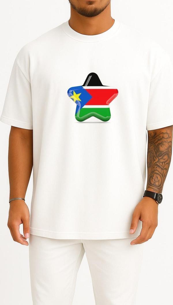 Oversize Flag Of South Sudan Göğüs Tasarımlı Unisex T-Shirt - Image 1