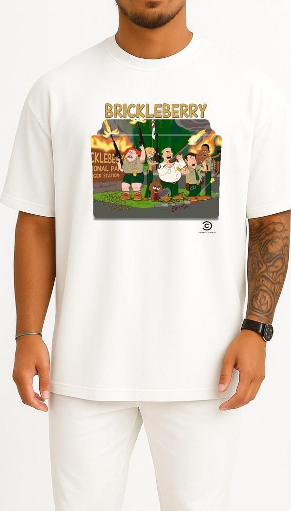 Oversize Brickleberry Series And Season Folder İcons, Brickleberry Göğüs Tasarımlı Unisex T-Shirt - Image 1