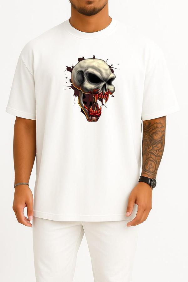 Oversize World Of Tanks World Of Skulls Calavera Wargaming Göğüs Tasarımlı Unisex T-Shirt - Image 1