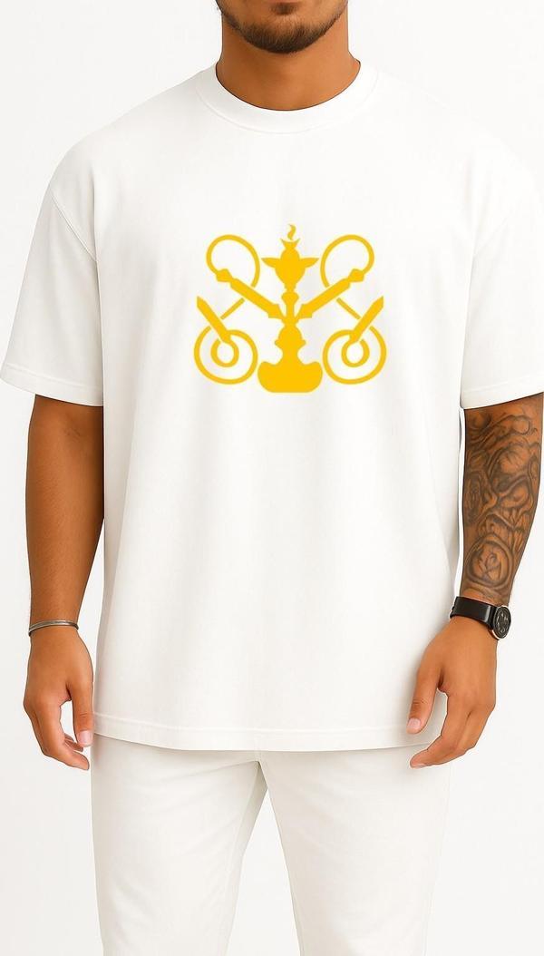 Oversize Shisha Station Heilbronn Hookah Sticker Göğüs Tasarımlı Unisex T-Shirt - Image 1