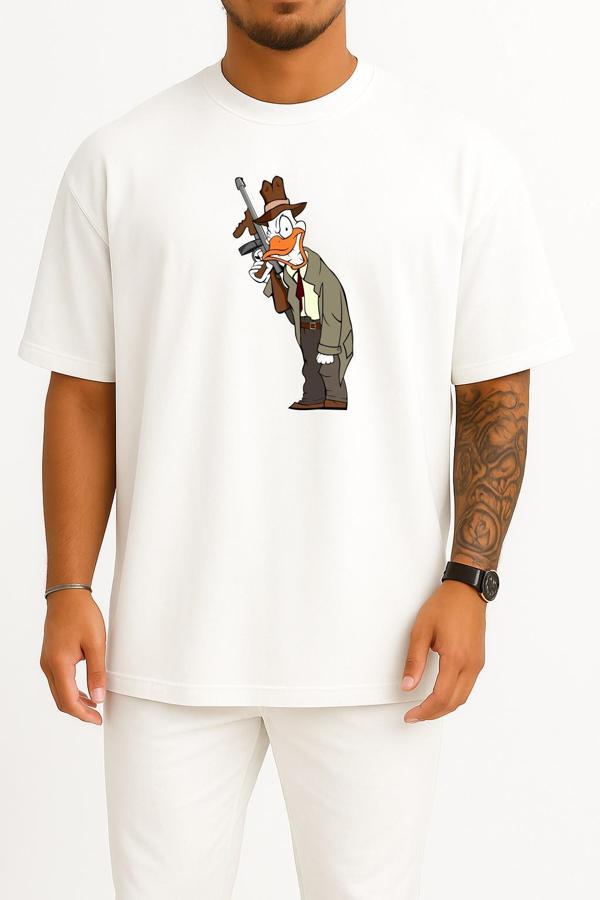 Oversize American Pekin Duck Mallard Bird, Gangster Göğüs Tasarımlı Unisex T-Shirt - Image 1