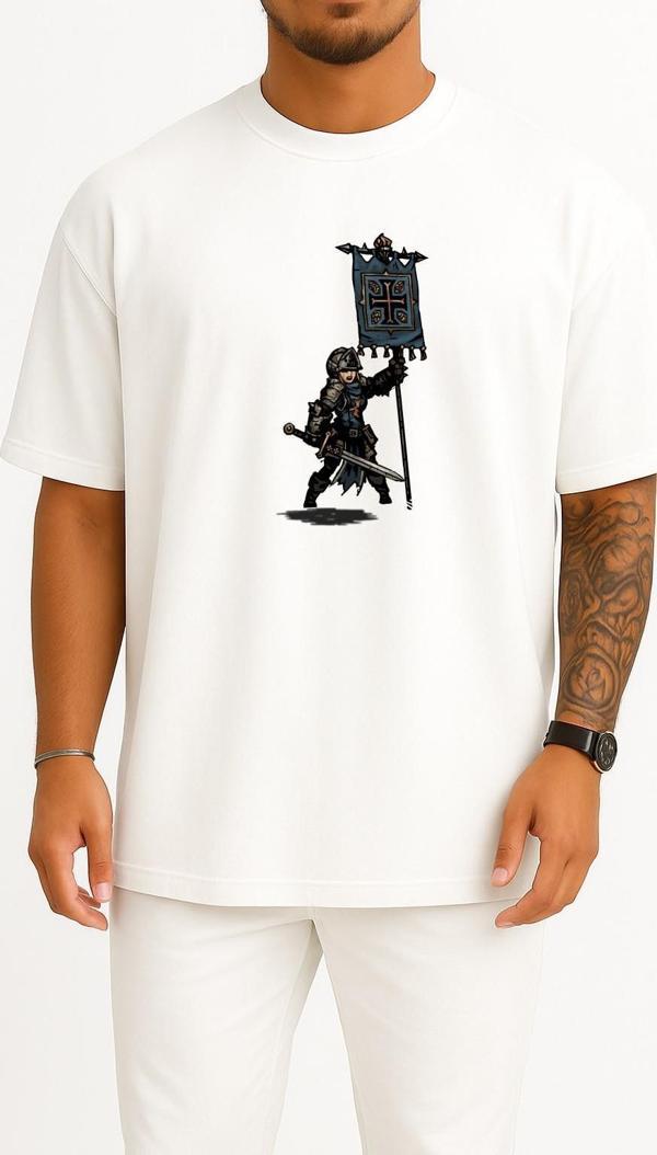 Oversize Darkest Dungeon Crusades Dark Souls Knight Nexus Mod Göğüs Tasarımlı Unisex T-Shirt - Image 1