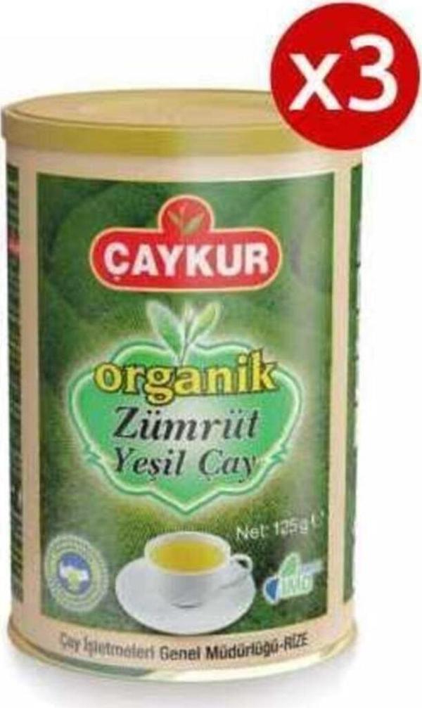 Çaykur Organik Zümrüt Yeşil Çay 125 Gr X 3 Adet - Image 1