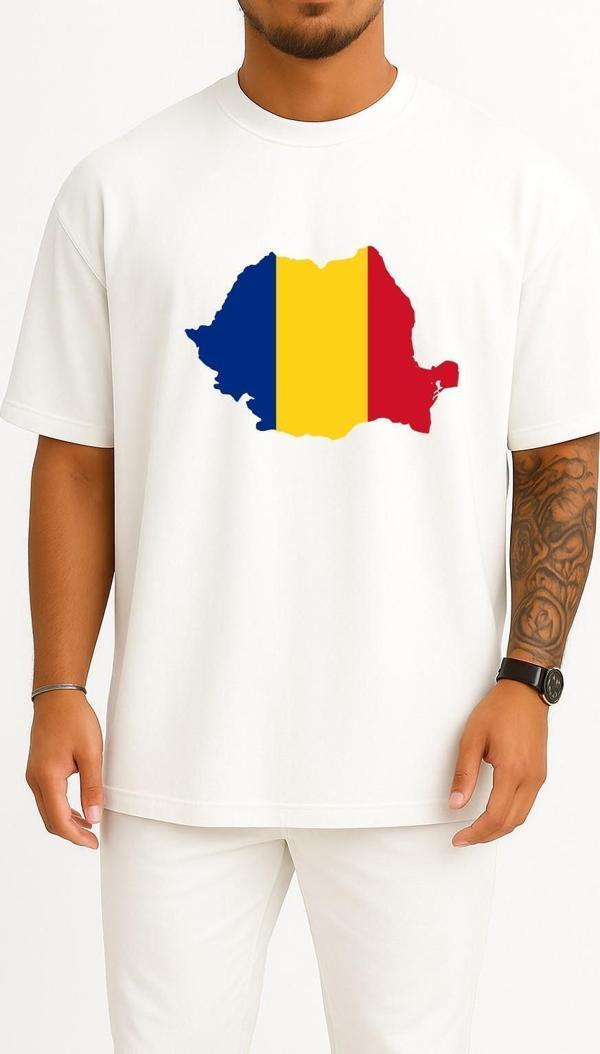 Oversize Socialist Republic Of Romania Flag Of Romania Göğüs Tasarımlı Unisex T-Shirt - Image 1