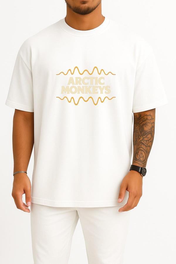 Oversize Arctic Monkeys Retro Indie Göğüs Tasarımlı Unisex T-Shirt - Image 1