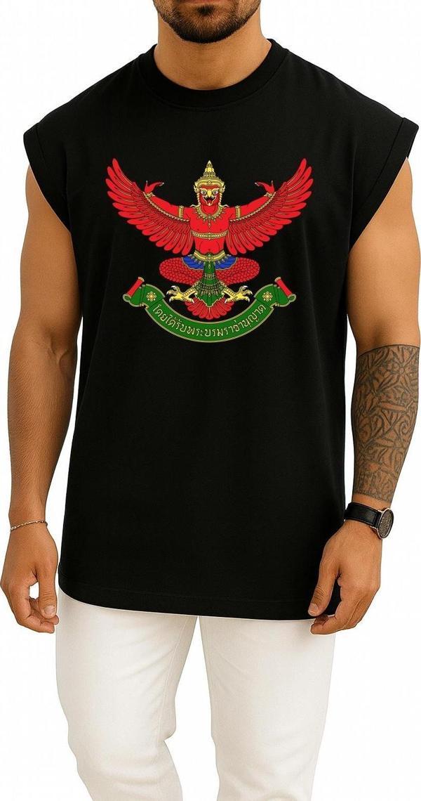 Oversize Emblem Of Thailand Garuda Symbol Flag Of Thailand Göğüs Tasarımlı Atlet - Image 1