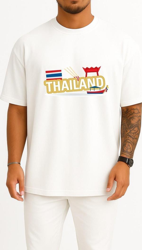 Oversize Thailand Logo, Flag Of Thailand Logo Göğüs Tasarımlı Unisex T-Shirt - Image 1