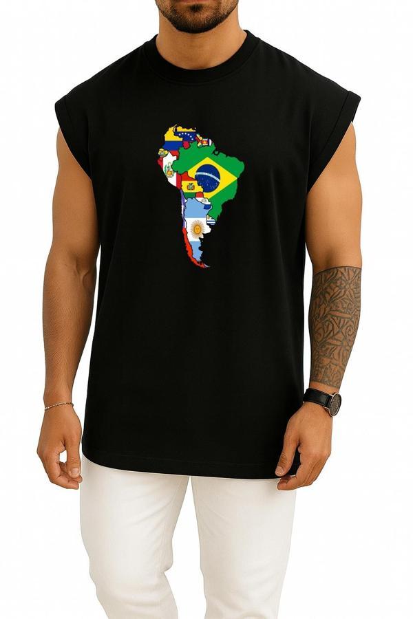 Oversize Güney Amerika Kıtası - South America Göğüs Tasarımlı Atlet - Image 1