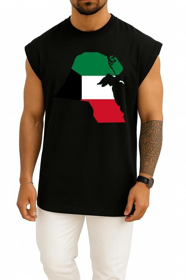 Oversize Kuwait City Flag Of Kuwait Map Göğüs Tasarımlı Atlet - Image 1