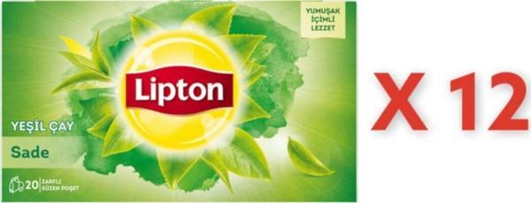 Lipton Yeşil Çay Sade Bitki Bardak Poşet Çayı 20li X 12 Adet - Image 1
