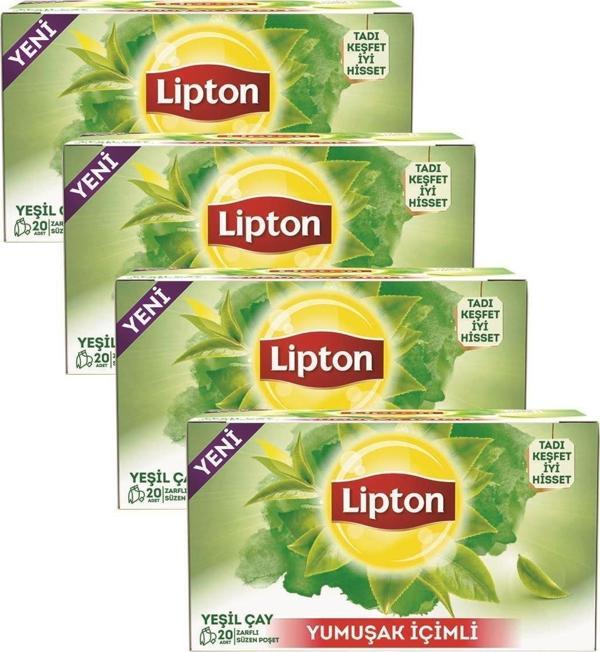 Lipton Yesil Cay Yumusak Icimli 20'li Bardak Poset X 4 Adet - Image 1