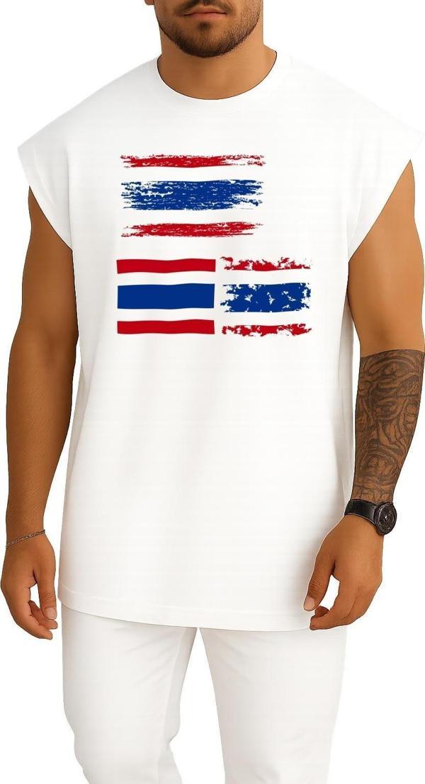 Oversize Flag Of Thailand Creative Design Göğüs Tasarımlı Atlet - Image 1
