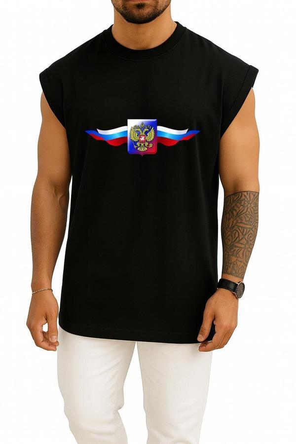Oversize Multicolored Russia Coat Of Arms Logo Göğüs Tasarımlı Atlet - Image 1