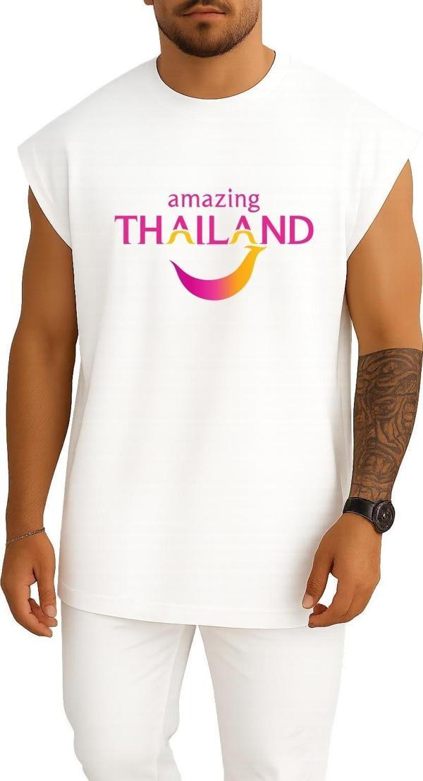 Oversize Tourism Authority Of Thailand Tourism İn Thailand Travel Göğüs Tasarımlı Atlet - Image 1
