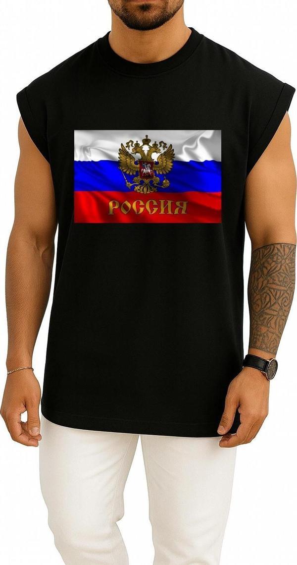 Oversize Russian Empire Flag Of Russia Coat Of Arms Of Russia Göğüs Tasarımlı Atlet - Image 1