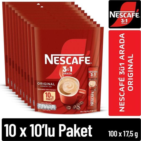Nescafe Nescafé 3'ü 1 Arada Original 10 Lu 10 Adet (top:100 Adet) - Image 1