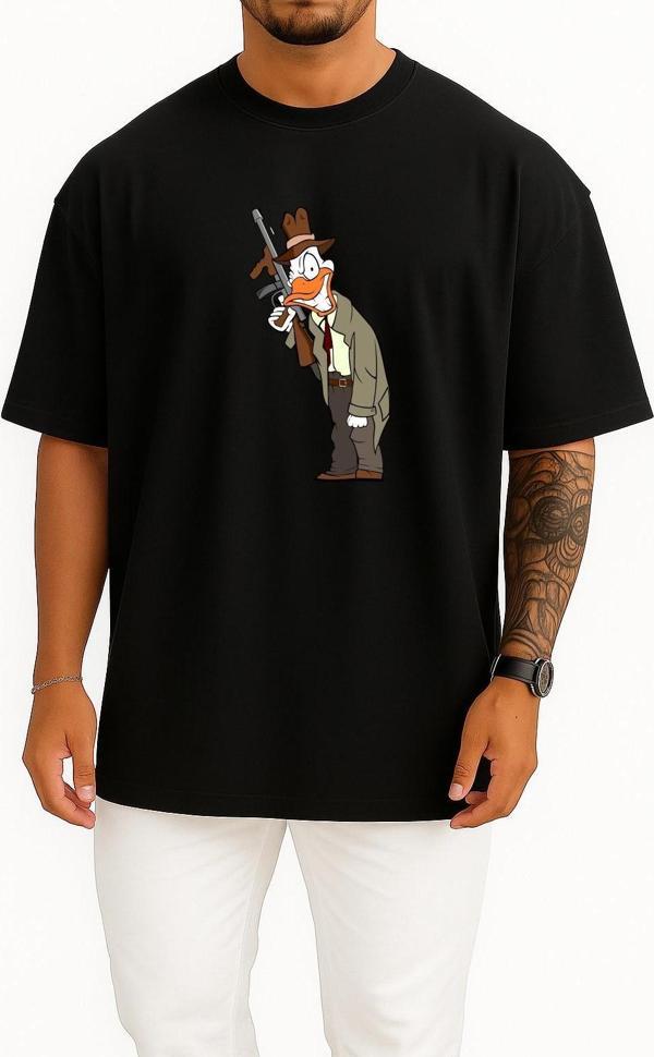 Oversize American Pekin Duck Mallard Bird, Gangster Göğüs Tasarımlı Unisex T-Shirt - Image 1
