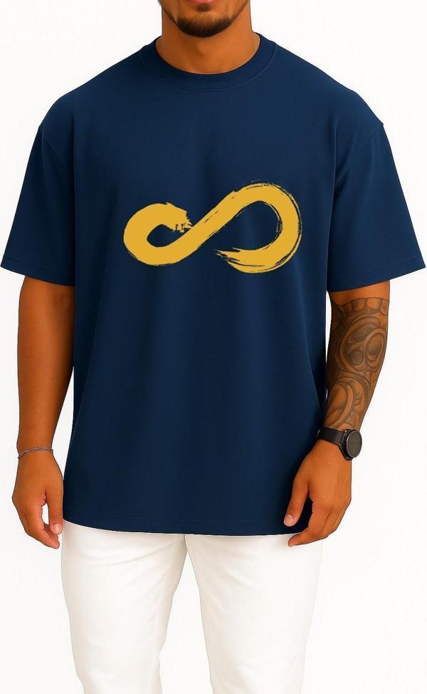 Oversize Infinite Infinitize K-Pop Infinity Symbol Inspirit Göğüs Tasarımlı Unisex T-Shirt - Image 1