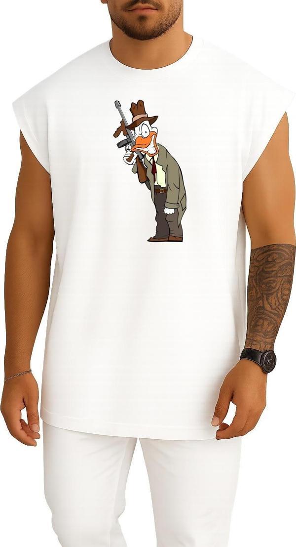 Oversize American Pekin Duck Mallard Bird, Gangster Göğüs Tasarımlı Atlet - Image 1